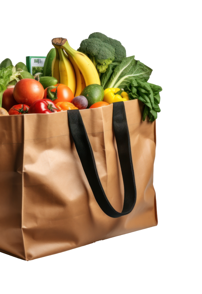 A paper bag of fresh produce